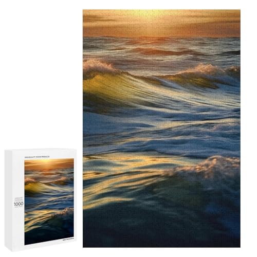Holzpuzzle für Erwachsene, Dawn Ocean Waves Gedrucktes Puzzle für Erwachsene, Kommt mit einer schönen Box von BVKWNTSA
