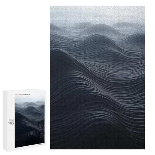 Holzpuzzle für Erwachsene, Deep Black Waves Printed Puzzle für Erwachsene, Kommt mit einer schönen Box von BVKWNTSA