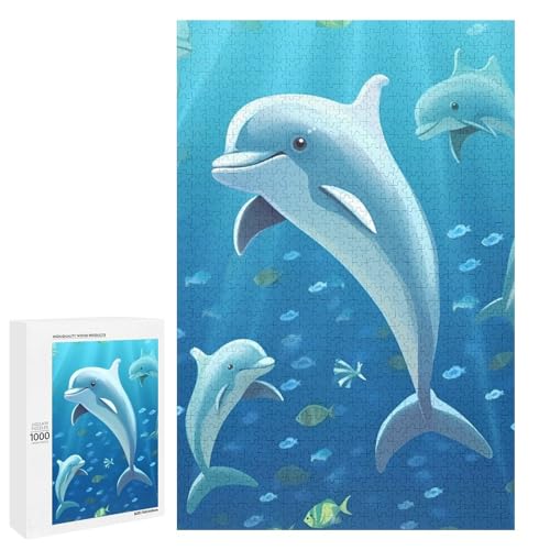 Holzpuzzle für Erwachsene, Delfin gedrucktes Puzzle für Erwachsene, kommt mit einer schönen Box von BVKWNTSA