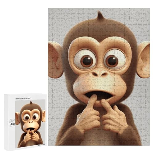 Holzpuzzle für Erwachsene, Der stille AFFE gedruckte Puzzle für Erwachsene, kommt mit Einer schönen Box Holzpuzzle für Erwachsene, Der stille AFFE gedruckte Puzzle für Erwachsene, kommt mit Einer schönen Box von BVKWNTSA