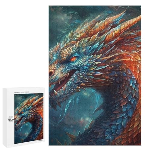 Holzpuzzle für Erwachsene, Drachen Kunst gedrucktes Puzzle für Erwachsene, kommt mit einer schönen Box von BVKWNTSA