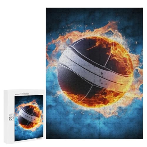 Holzpuzzle für Erwachsene, EIS und Feuer Volleyball gedrucktes Puzzle für Erwachsene, kommt mit Einer schönen Box von BVKWNTSA
