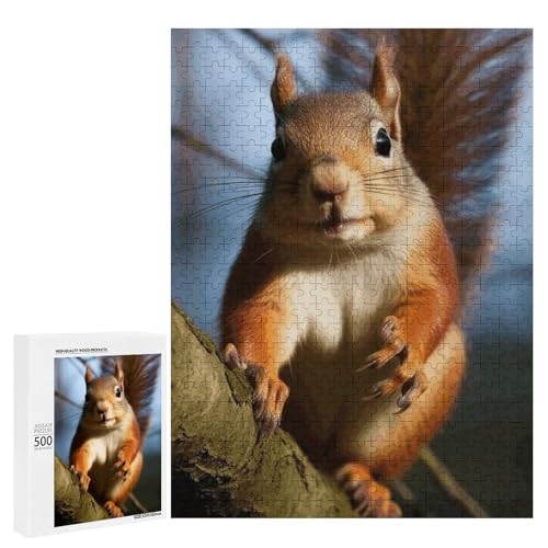 Holzpuzzle für Erwachsene, Eichhörnchen Lustiges Tier Gedrucktes Puzzle für Erwachsene, Kommt mit Einer schönen Box von BVKWNTSA