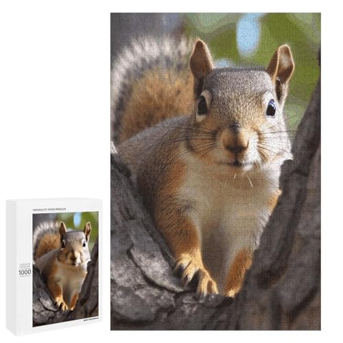 Holzpuzzle für Erwachsene, Eichhörnchen im Baum gedrucktes Puzzle für Erwachsene, kommt mit einer schönen Box von BVKWNTSA