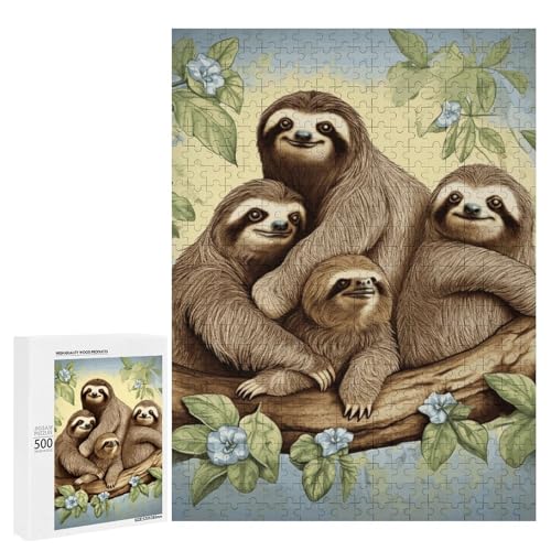 Holzpuzzle für Erwachsene, Faultierfamilie gedrucktes Puzzle für Erwachsene, kommt mit Einer schönen Box Holzpuzzle für Erwachsene, Faultierfamilie gedrucktes Puzzle für Erwachsene, kommt mit Einer schönen Box von BVKWNTSA