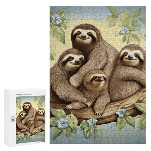 Holzpuzzle für Erwachsene, Faultierfamilie gedrucktes Puzzle für Erwachsene, kommt mit Einer schönen Box Holzpuzzle für Erwachsene, Faultierfamilie gedrucktes Puzzle für Erwachsene, kommt mit Einer schönen Box von BVKWNTSA