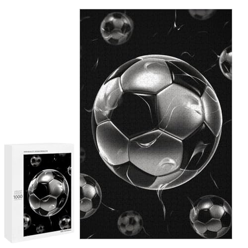 Holzpuzzle für Erwachsene, Fußball schwarz gedrucktes Puzzle für Erwachsene, kommt mit einer schönen Box von BVKWNTSA