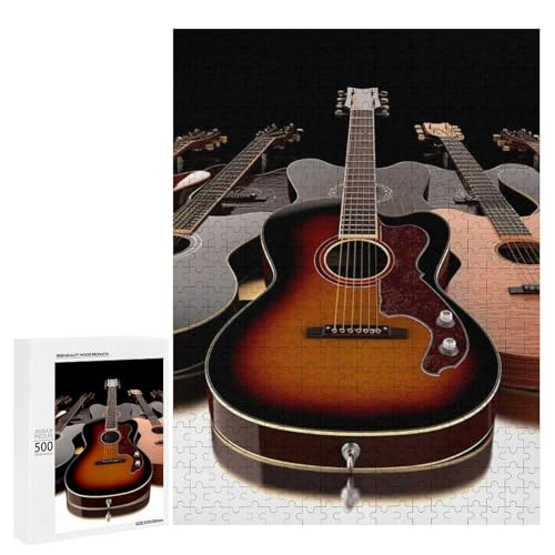 Holzpuzzle für Erwachsene, Gitarre gedrucktes Puzzle für Erwachsene, kommt mit Einer schönen Box von BVKWNTSA