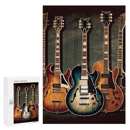 Holzpuzzle für Erwachsene, Gitarren Kunst gedrucktes Puzzle für Erwachsene, kommt mit Einer schönen Box von BVKWNTSA