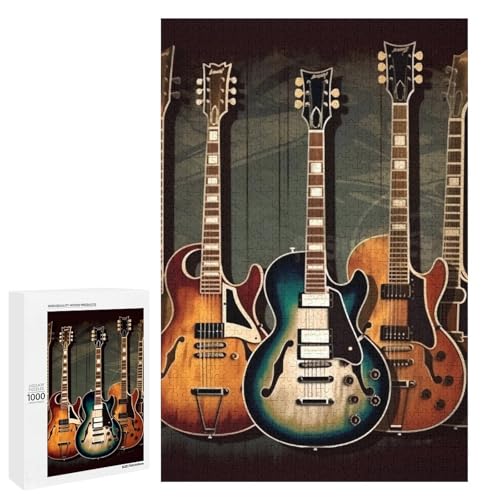 Holzpuzzle für Erwachsene, Gitarren Kunst gedrucktes Puzzle für Erwachsene, kommt mit Einer schönen Box von BVKWNTSA