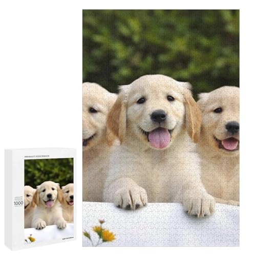 Holzpuzzle für Erwachsene, Golden Retriever Welpen Gedrucktes Puzzle für Erwachsene, Kommt mit einer schönen Box von BVKWNTSA