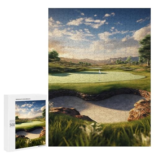 Holzpuzzle für Erwachsene, Golfplatz gedrucktes Puzzle für Erwachsene, kommt mit Einer schönen Box von BVKWNTSA