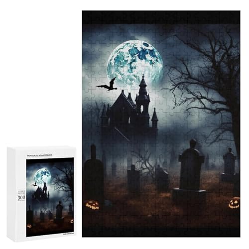 Holzpuzzle für Erwachsene, Gothic Happy Halloween Gedrucktes Puzzle für Erwachsene, Kommt mit Einer schönen Box von BVKWNTSA
