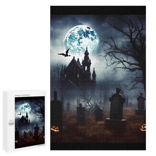 Holzpuzzle für Erwachsene, Gothic Happy Halloween Gedrucktes Puzzle für Erwachsene, Kommt mit Einer schönen Box von BVKWNTSA