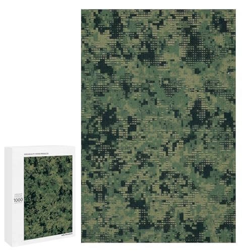 Holzpuzzle für Erwachsene, Grüne Armee Digital Camouflage Gedrucktes Puzzle für Erwachsene, Kommt mit Einer schönen Box von BVKWNTSA