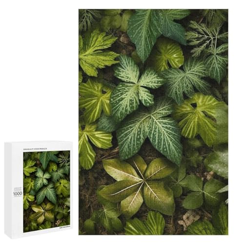 Holzpuzzle für Erwachsene, Grüne Blätter und Pflanzen Gedrucktes Puzzle für Erwachsene, Kommt mit einer schönen Box von BVKWNTSA