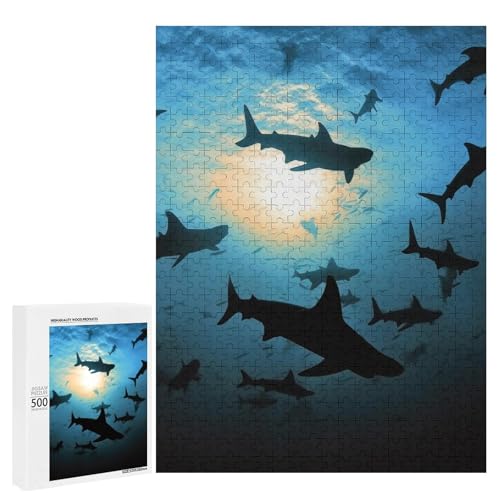 Holzpuzzle für Erwachsene, Hammerhead Sharks Printed Puzzle für Erwachsene, Kommt mit Einer schönen Box Holzpuzzle für Erwachsene, Hammerhead Sharks Printed Puzzle für Erwachsene, Kommt mit Einer schönen Box von BVKWNTSA