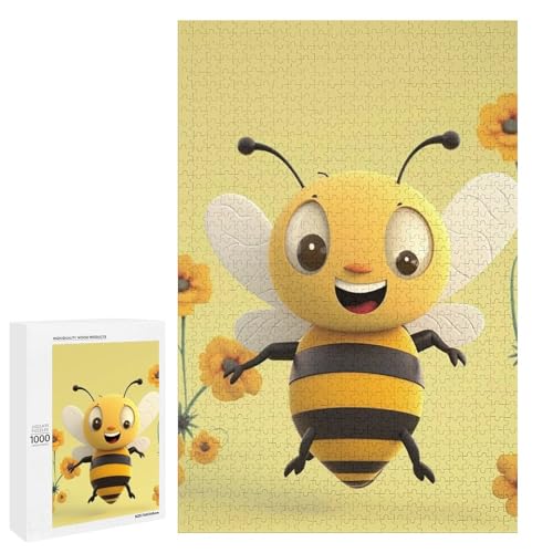 Holzpuzzle für Erwachsene, Happy Bee gedrucktes Puzzle für Erwachsene, kommt mit einer schönen Box von BVKWNTSA