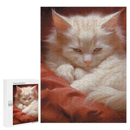 Holzpuzzle für Erwachsene, Hazy Cat Printed Puzzle für Erwachsene, Kommt mit Einer schönen Box von BVKWNTSA