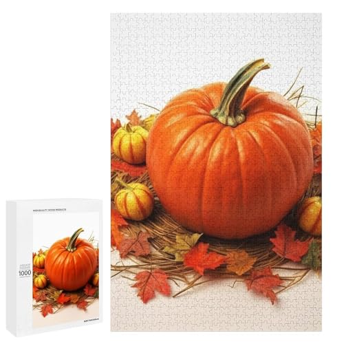 Holzpuzzle für Erwachsene, Herbst Kürbis gedruckt Puzzle für Erwachsene, kommt mit einer schönen Box von BVKWNTSA