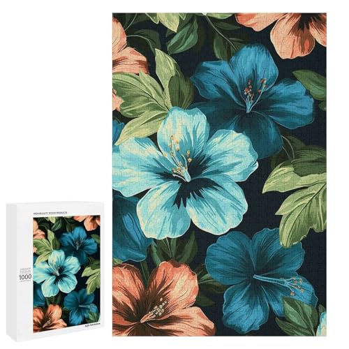 Holzpuzzle für Erwachsene, Hibiskus Blumen Muster gedrucktes Puzzle für Erwachsene, kommt mit Einer schönen Box Holzpuzzle für Erwachsene, Hibiskus Blumen Muster gedrucktes Puzzle für Erwachsene, kommt mit Einer schönen Box von BVKWNTSA