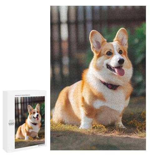 Holzpuzzle für Erwachsene, Hund Corgi Gedrucktes Puzzle für Erwachsene, Kommt mit einer schönen Box von BVKWNTSA