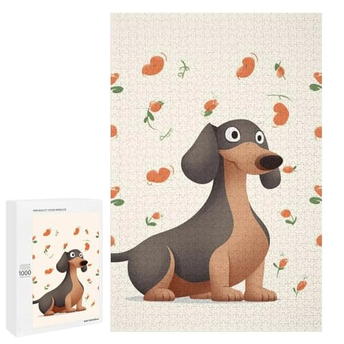 Holzpuzzle für Erwachsene, I Love My Dog Dackel Gedrucktes Puzzle für Erwachsene, Kommt mit einer schönen Box von BVKWNTSA