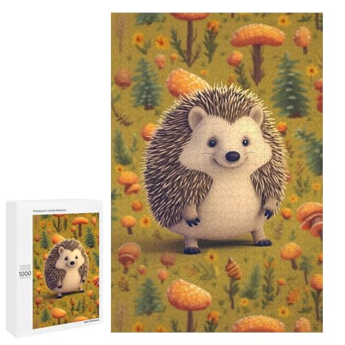 Holzpuzzle für Erwachsene, Igel gedrucktes Puzzle für Erwachsene, kommt mit einer schönen Box von BVKWNTSA