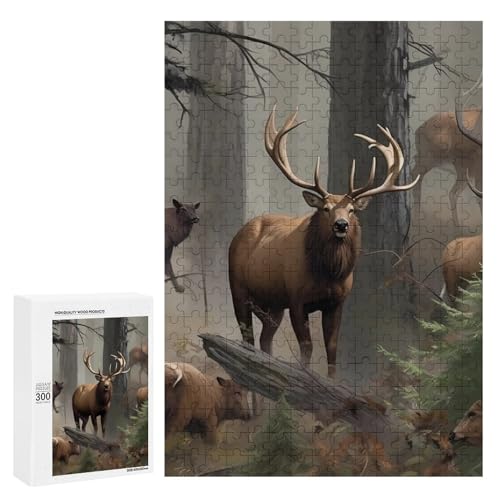 Holzpuzzle für Erwachsene, Jagd Hirsch Bär Elch Gedruckt Puzzle für Erwachsene, Kommt mit Einer schönen Box Holzpuzzle für Erwachsene, Jagd Hirsch Bär Elch Gedruckt Puzzle für Erwachsene, Kommt mit Einer schönen Box von BVKWNTSA