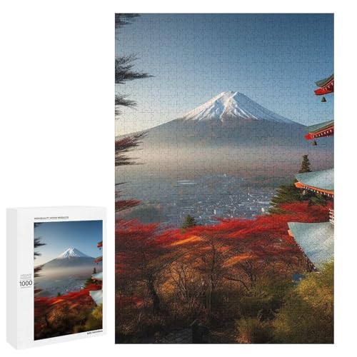 Holzpuzzle für Erwachsene, Japan Mount Fuji Landschaft Gedrucktes Puzzle für Erwachsene, Kommt mit einer schönen Box von BVKWNTSA