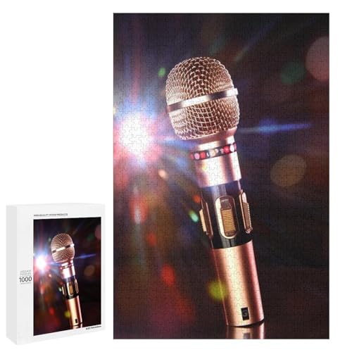 Holzpuzzle für Erwachsene, Karaoke-Mikrofon gedrucktes Puzzle für Erwachsene, kommt mit Einer schönen Box von BVKWNTSA