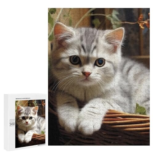 Holzpuzzle für Erwachsene, Katze gedrucktes Puzzle für Erwachsene, kommt mit Einer schönen Box von BVKWNTSA