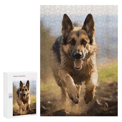 Holzpuzzle für Erwachsene, Laufender Deutscher Schäferhund gedrucktes Puzzle für Erwachsene, kommt mit Einer schönen Box Holzpuzzle für Erwachsene, Laufender Deutscher Schäferhund gedrucktes Puzzle für Erwachsene, kommt mit Einer schönen Box von BVKWNTSA