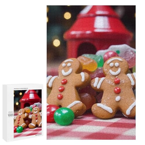 Holzpuzzle für Erwachsene, Lebkuchenmann-Süßigkeit gedrucktes Puzzle für Erwachsene, kommt mit einer schönen Box von BVKWNTSA