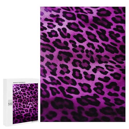 Holzpuzzle für Erwachsene, Lila Leopard Gedrucktes Puzzle für Erwachsene, Kommt mit Einer schönen Box von BVKWNTSA