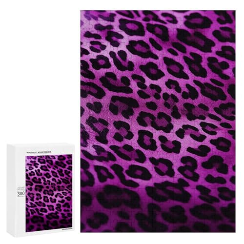 Holzpuzzle für Erwachsene, Lila Leopard Gedrucktes Puzzle für Erwachsene, Kommt mit Einer schönen Box von BVKWNTSA