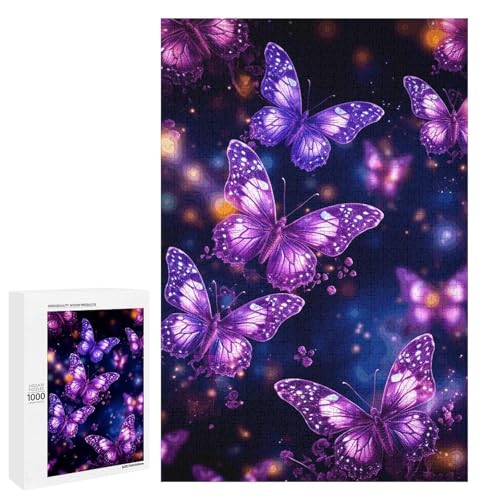 Holzpuzzle für Erwachsene, Lila Niedlicher Schmetterling Druck Gedruckt Puzzle für Erwachsene, Kommt mit Einer schönen Box Holzpuzzle für Erwachsene, Lila Niedlicher Schmetterling Druck Gedruckt Puzzle für Erwachsene, Kommt mit Einer schönen Box von BVKWNTSA