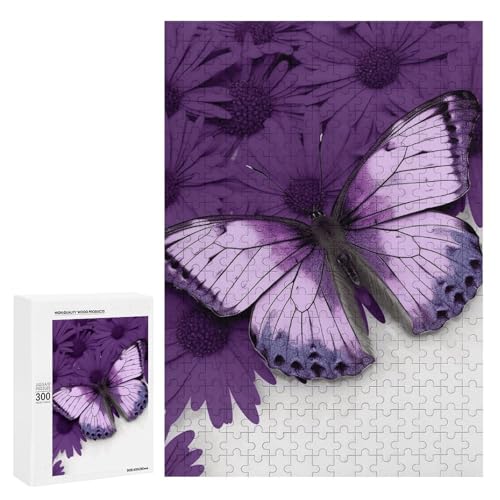 Holzpuzzle für Erwachsene, Lila Schmetterling Gedrucktes Puzzle für Erwachsene, Kommt mit Einer schönen Box von BVKWNTSA