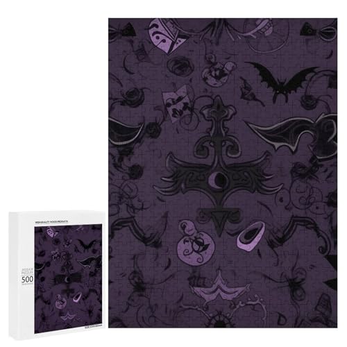 Holzpuzzle für Erwachsene, Lila Schwarz Goth Gruseliges gedrucktes Puzzle für Erwachsene, Kommt mit Einer schönen Box Holzpuzzle für Erwachsene, Lila Schwarz Goth Gruseliges gedrucktes Puzzle für Erwachsene, Kommt mit Einer schönen Box von BVKWNTSA