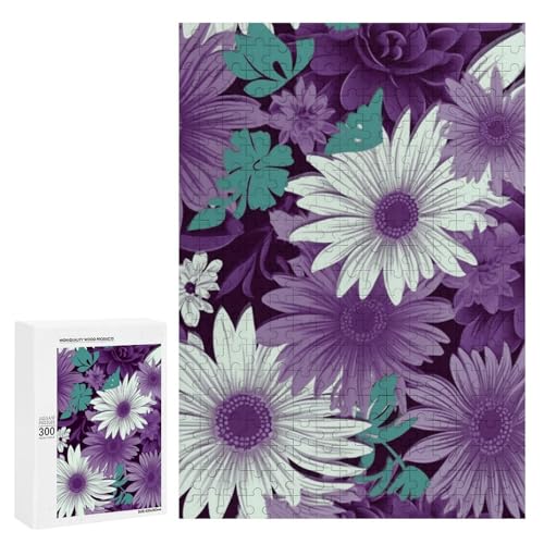 Holzpuzzle für Erwachsene, Lila Weiß Floral Printed Puzzle für Erwachsene, Kommt mit Einer schönen Box Holzpuzzle für Erwachsene, Lila Weiß Floral Printed Puzzle für Erwachsene, Kommt mit Einer schönen Box von BVKWNTSA