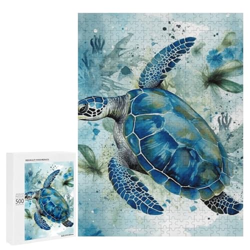 Holzpuzzle für Erwachsene, Meeresschildkröte-Blau gedrucktes Puzzle für Erwachsene, Kommt mit Einer schönen Box Holzpuzzle für Erwachsene, Meeresschildkröte-Blau gedrucktes Puzzle für Erwachsene, Kommt mit Einer schönen Box von BVKWNTSA