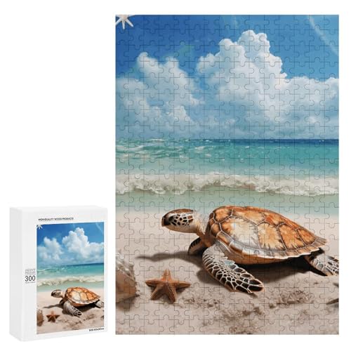 Holzpuzzle für Erwachsene, Meeresschildkröte Seestern1 gedrucktes Puzzle für Erwachsene, kommt mit Einer schönen Box Holzpuzzle für Erwachsene, Meeresschildkröte Seestern1 gedrucktes Puzzle für Erwachsene, kommt mit Einer schönen Box von BVKWNTSA