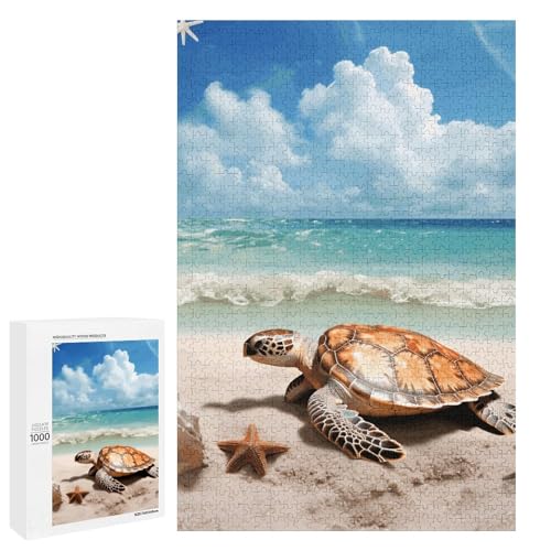 Holzpuzzle für Erwachsene, Meeresschildkröte Seestern1 gedrucktes Puzzle für Erwachsene, kommt mit Einer schönen Box Holzpuzzle für Erwachsene, Meeresschildkröte Seestern1 gedrucktes Puzzle für Erwachsene, kommt mit Einer schönen Box von BVKWNTSA
