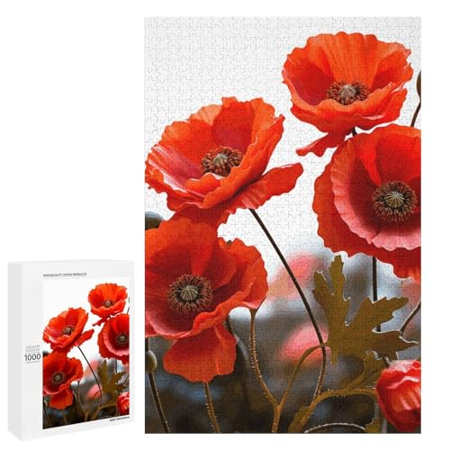 Holzpuzzle für Erwachsene, Mohnblumen Vivid Petals1 gedrucktes Puzzle für Erwachsene, kommt mit Einer schönen Box Holzpuzzle für Erwachsene, Mohnblumen Vivid Petals1 gedrucktes Puzzle für Erwachsene, kommt mit Einer schönen Box von BVKWNTSA