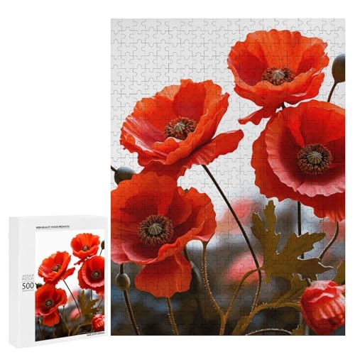 Holzpuzzle für Erwachsene, Mohnblumen Vivid Petals1 gedrucktes Puzzle für Erwachsene, kommt mit Einer schönen Box Holzpuzzle für Erwachsene, Mohnblumen Vivid Petals1 gedrucktes Puzzle für Erwachsene, kommt mit Einer schönen Box von BVKWNTSA