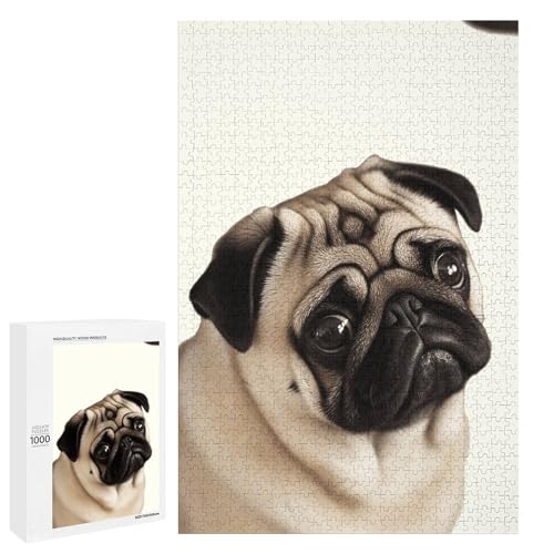 Holzpuzzle für Erwachsene, Mops Dog1 Gedrucktes Puzzle für Erwachsene, Kommt mit einer schönen Box von BVKWNTSA