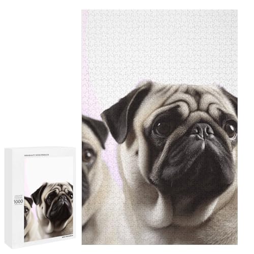 Holzpuzzle für Erwachsene, Mops Hund gedrucktes Puzzle für Erwachsene, kommt mit einer schönen Box von BVKWNTSA