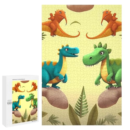 Holzpuzzle für Erwachsene, Niedliche Cartoon-Dinosaurier Gedrucktes Puzzle für Erwachsene, Kommt mit einer schönen Box von BVKWNTSA