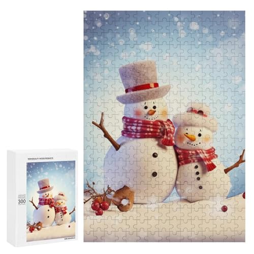 Holzpuzzle für Erwachsene, Niedliche Schneemänner Weihnachten Gedruckt Puzzle für Erwachsene, Kommt mit Einer schönen Box von BVKWNTSA