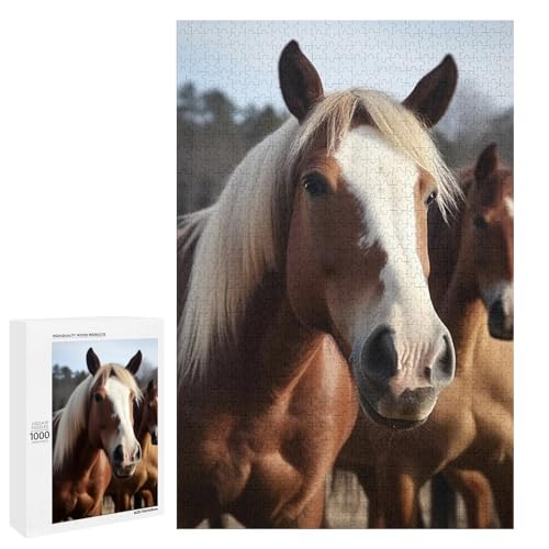 Holzpuzzle für Erwachsene, Pferde Tiere Gedrucktes Puzzle für Erwachsene, Kommt mit einer schönen Box von BVKWNTSA